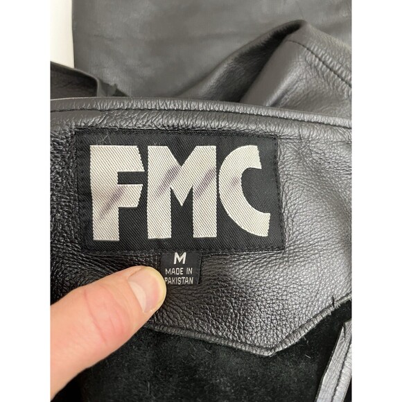 First Manufacturing Co Rally Riding Chaps FMC Black leather Biker Adj waist Med - Picture 10 of 10